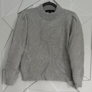 White House Black Market Silver Metallic Crewneck Sweater